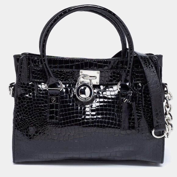 Michael Kors Handbags - Michael Kors Hamilton Croc Embossed Patent Leather Bag Purse